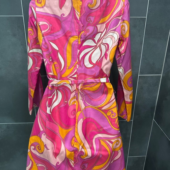 Trina Turk x Banana Republic Pink Orange Swirl Long Sleeve Shift Dress Small - Picture 7 of 13